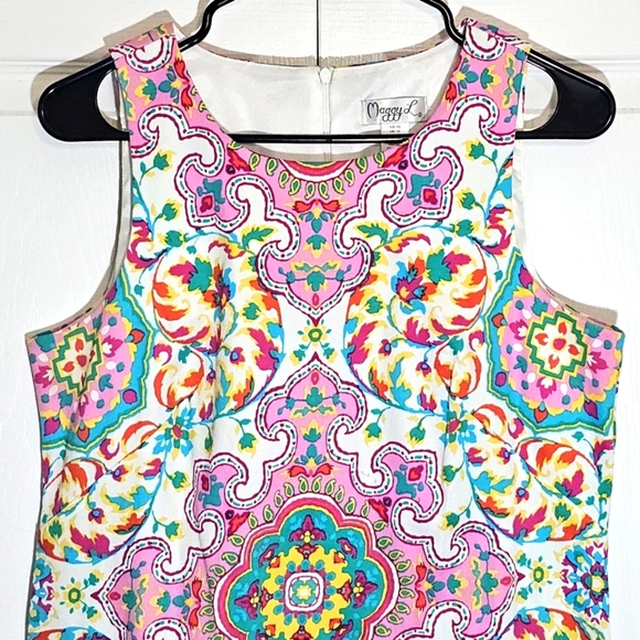 Maggy London Abstract Geometric Sheath Dress 10 Colorful Womens Party Wedding‎ - Picture 3 of 8